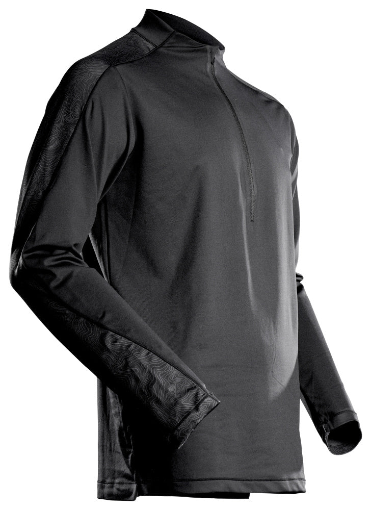 Mascot CUSTOMIZED  T-shirt, long-sleeved, with half zip 22681 black