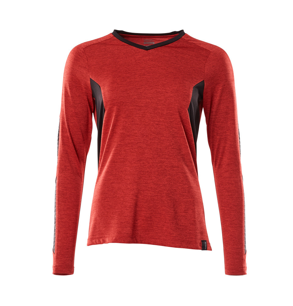 Mascot ACCELERATE  T-shirt, long-sleeved 18091 traffic red-flecked/black