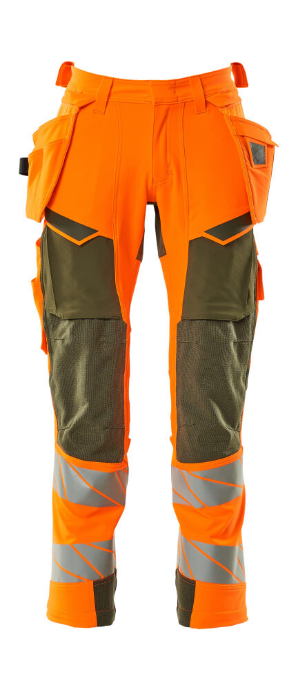 Mascot ACCELERATE SAFE  Trousers with holster pockets 19031 hi-vis orange/moss green