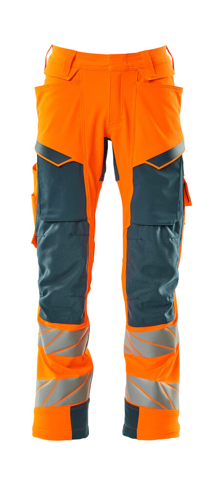 Mascot ACCELERATE SAFE  Trousers with kneepad pockets 19079 hi-vis orange/dark petroleum