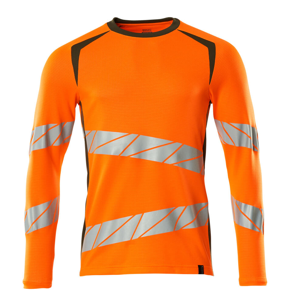 Mascot ACCELERATE SAFE  T-shirt, long-sleeved 19081 hi-vis orange/moss green