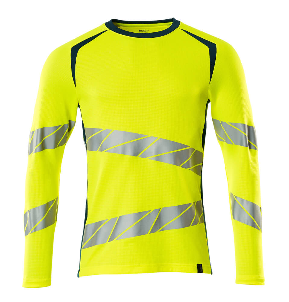 Mascot ACCELERATE SAFE  T-shirt, long-sleeved 19081 hi-vis yellow/dark petroleum