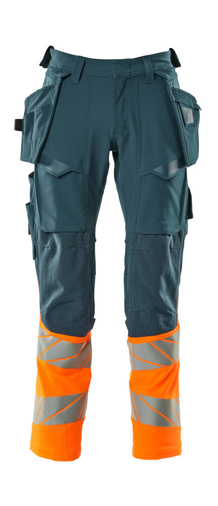 Mascot ACCELERATE SAFE  Trousers with holster pockets 19131 dark petroleum/hi-vis orange