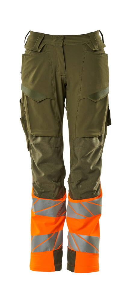 Mascot ACCELERATE SAFE  Trousers with kneepad pockets 19178 moss green/hi-vis orange