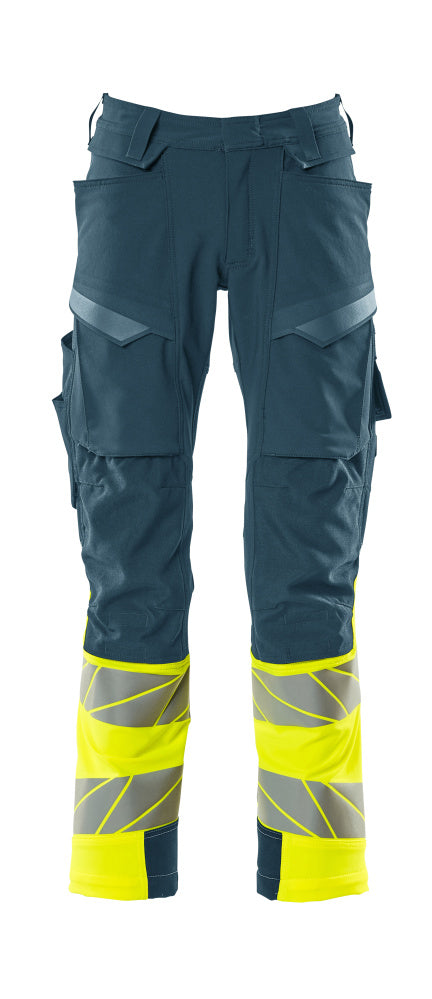 Mascot ACCELERATE SAFE  Trousers with kneepad pockets 19179 dark petroleum/hi-vis yellow