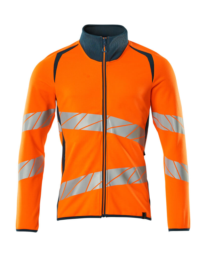 Mascot ACCELERATE SAFE  Sweatshirt with zipper 19184 hi-vis orange/dark petroleum