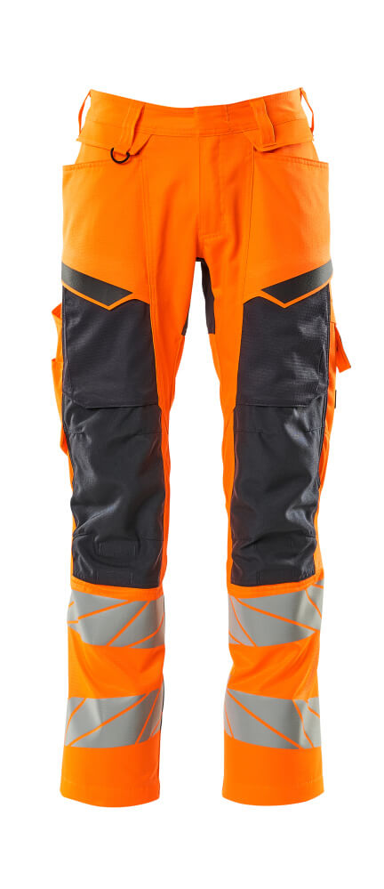 Mascot ACCELERATE SAFE  Trousers with kneepad pockets 19579 hi-vis orange/dark navy