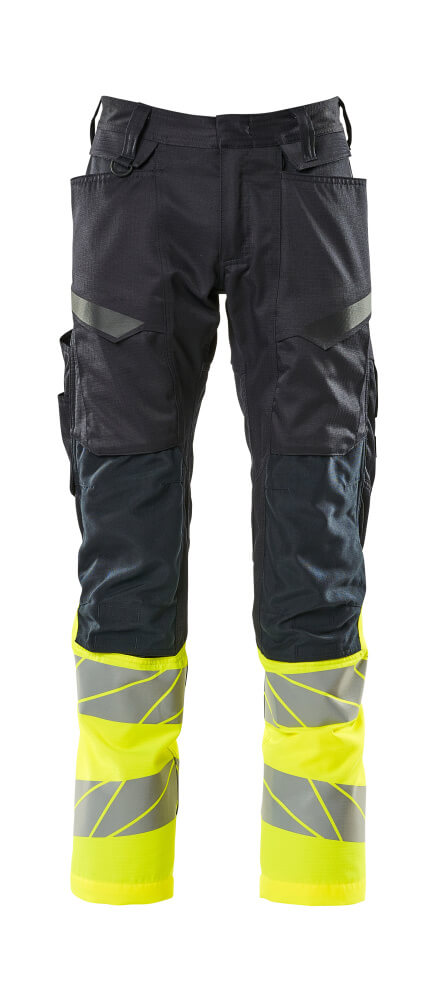 Mascot ACCELERATE SAFE  Trousers with kneepad pockets 19679 dark navy/hi-vis yellow