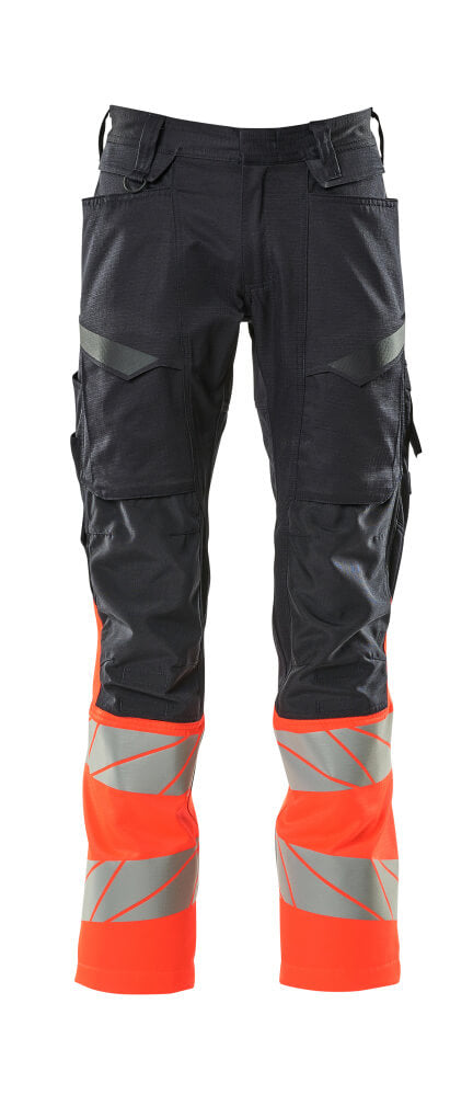 Mascot ACCELERATE SAFE  Trousers with kneepad pockets 19679 dark navy/hi-vis red