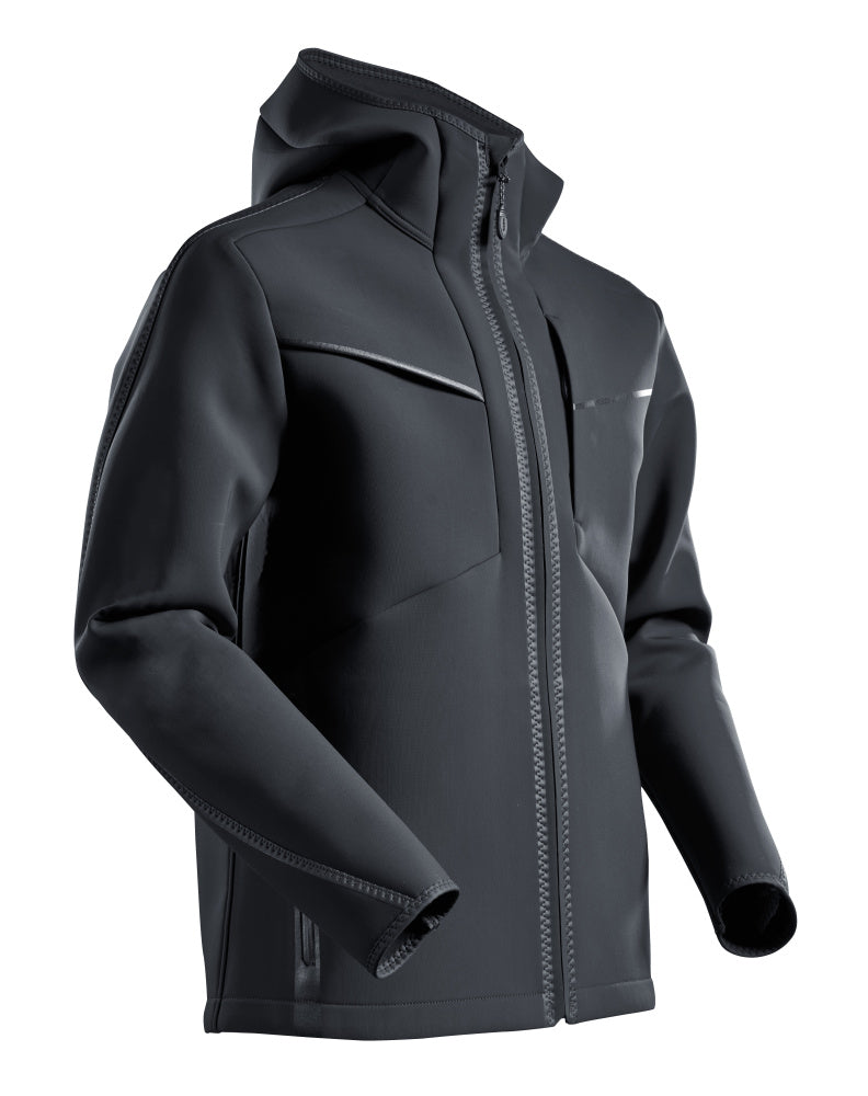 Mascot CUSTOMIZED  Softshell jacket with hood 22086 black