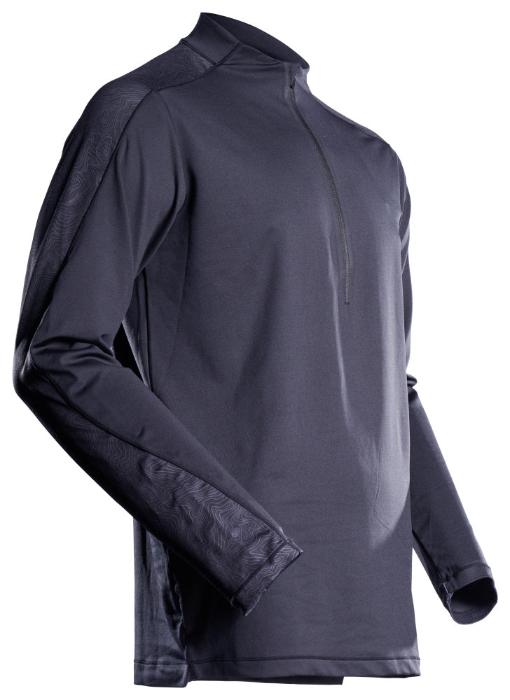 Mascot CUSTOMIZED  T-shirt, long-sleeved, with half zip 22681 dark navy