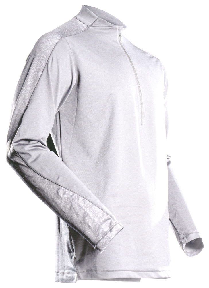 Mascot CUSTOMIZED  T-shirt, long-sleeved, with half zip 22681 white